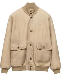 Prada - Shearling Bomber Jacket - Lyst