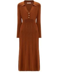 Twinset - Button Ribbed Midi Dress - Lyst