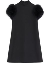 Valentino Garavani - Crepe Couture Feather Mini Dress - Lyst