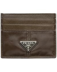 Prada - Triangle-Logo Leather Card Holder - Lyst