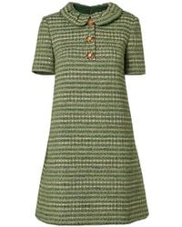 Carolina Herrera - Button-Up Tweed Shift Mini Dress - Lyst