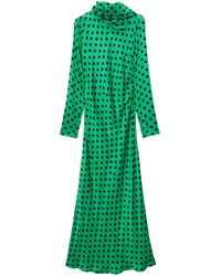 MSGM - Polka-Dot Long-Sleeved Maxi Dress - Lyst