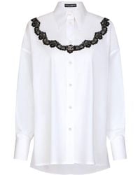 Dolce & Gabbana - Popeline-Hemd mit Spitzeneinsatz - Lyst