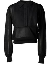 Pushbutton - Layered Pleated-Panel Sweater - Lyst