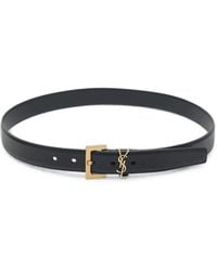 Saint Laurent - Cassandre Logo Leather Belt - Lyst
