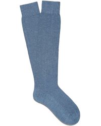 Zegna Geribbelde Sokken - Blauw