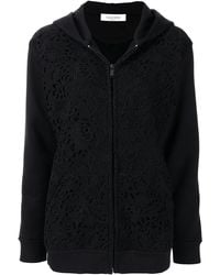 Valentino Garavani - Floral-Embroidery Logo-Print Zip-Up Hoodie - Lyst
