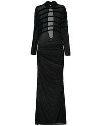 Jean Paul Gaultier - Maxi-Jurk Met Mesh En Streep - Lyst
