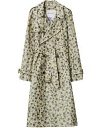 Burberry - Long Daisy-Print Trench Coat - Lyst