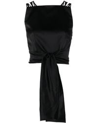 Alberta Ferretti - Tie-Front Silk-Satin Top - Lyst