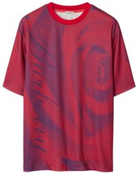 Burberry - Rose-print Crew-neck T-shirt - Lyst