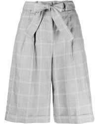 Peserico - Checked Belted Cotton Shorts - Lyst