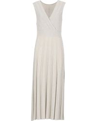 D.exterior - V-Neck Pleated Maxi Dress - Lyst