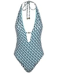 CASABLANCA - Cubist Cc Monogram Plunge Swimsuit - Lyst