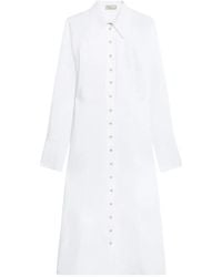 Blumarine - Pleated Cotton Poplin Shirt Dress - Lyst