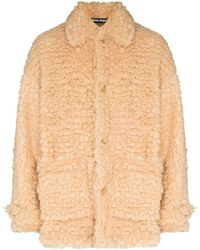 Palm Angels - Faux-shearling Single-breasted Short Coat - Lyst