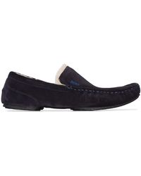 BOSS Logo Embroidered Slippers - Blue