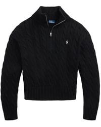 Polo Ralph Lauren - Pull En Maille Torsadée À Col Zippé - Lyst