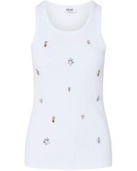 Liu Jo - T-Shirt With Jewel Decoration - Lyst