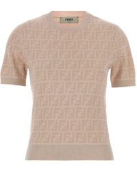 Fendi - Wollen T-Shirt Met Ff-Monogram - Lyst