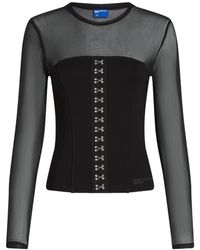 KARL LAGERFELD - Mesh-Panelled Hook-And-Eye Top - Lyst