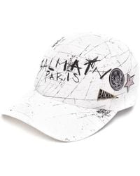 Balmain Cotton Graffiti Logo Curved Peak Baseball Cap in White for Men |  Lyst Canada