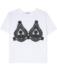 Parlor - Corded-lace-detailing Cotton T-shirt - Lyst