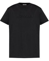 Moncler - T-Shirt mit Logo-Stickerei - Lyst