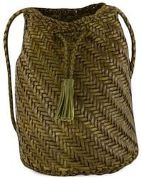 Dragon Diffusion - Pompom Double Jump Geweven Leren Schoudertas - Lyst