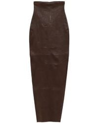 Rick Owens - Leather Long Skirt - Lyst