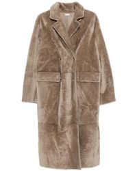 UTZON - Double-Breasted Reversible Shearling Coat - Lyst