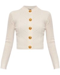 Balmain - Cardigan Crop A Coste - Lyst