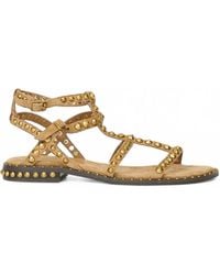Ash - Precious Stud-Embellished Leather Flat Sandals - Lyst