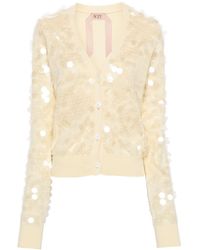 N°21 - Sequin-embellished Knitted Cardigan - Lyst