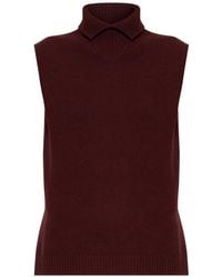 Jil Sander - Ribbed-Knit Collared Sleeveless Vest - Lyst