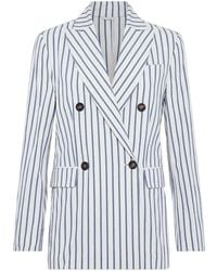 Brunello Cucinelli - Striped Double-Breasted Blazer - Lyst