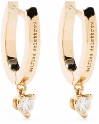 Delfina Delettrez - 18Kt Huggie Hoop Diamond Drop Earrings - Lyst