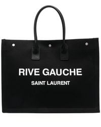 Saint Laurent - Bolso Tote "rive Gauche" De Lona Estampada - Lyst
