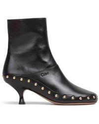 Chloé - Studded Leather Ankle Boots - Lyst