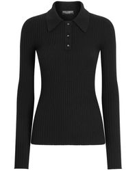 Dolce & Gabbana - Dna Ribbed-Knit Polo Shirt - Lyst