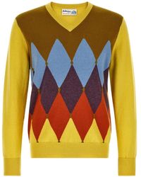 Ballantyne - Diamond-Intarsia V-Neck Sweater - Lyst