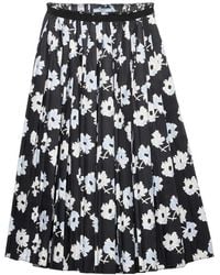 Prada - Pleated Poplin Skirt - Lyst