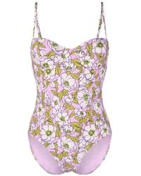 Tory Burch - Floral-print Cut-out Swimsuit - Lyst