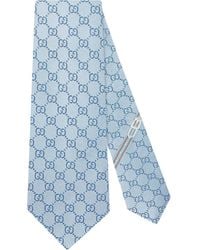 Gucci Krawatte mit GG Muster aus Seide - Blau