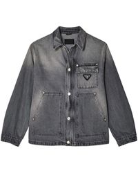 Studded Cotton Blouson Jacket in Blue - Prada