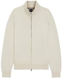 BOSS - Cotton Zip-Up Cardigan - Lyst