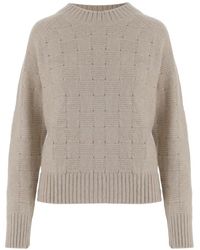 Allude - Basket-Weave Crew Neck Sweater - Lyst
