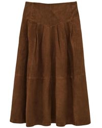 Ba&sh - Nolly Suede Pleated Midi Skirt - Lyst