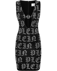 Philipp Plein - Abito Corto Con Strass Gothic Plein - Lyst