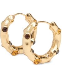 Bimba Y Lola - Hoop Earrings With Topaz Crystals And-Textured Metal - Lyst